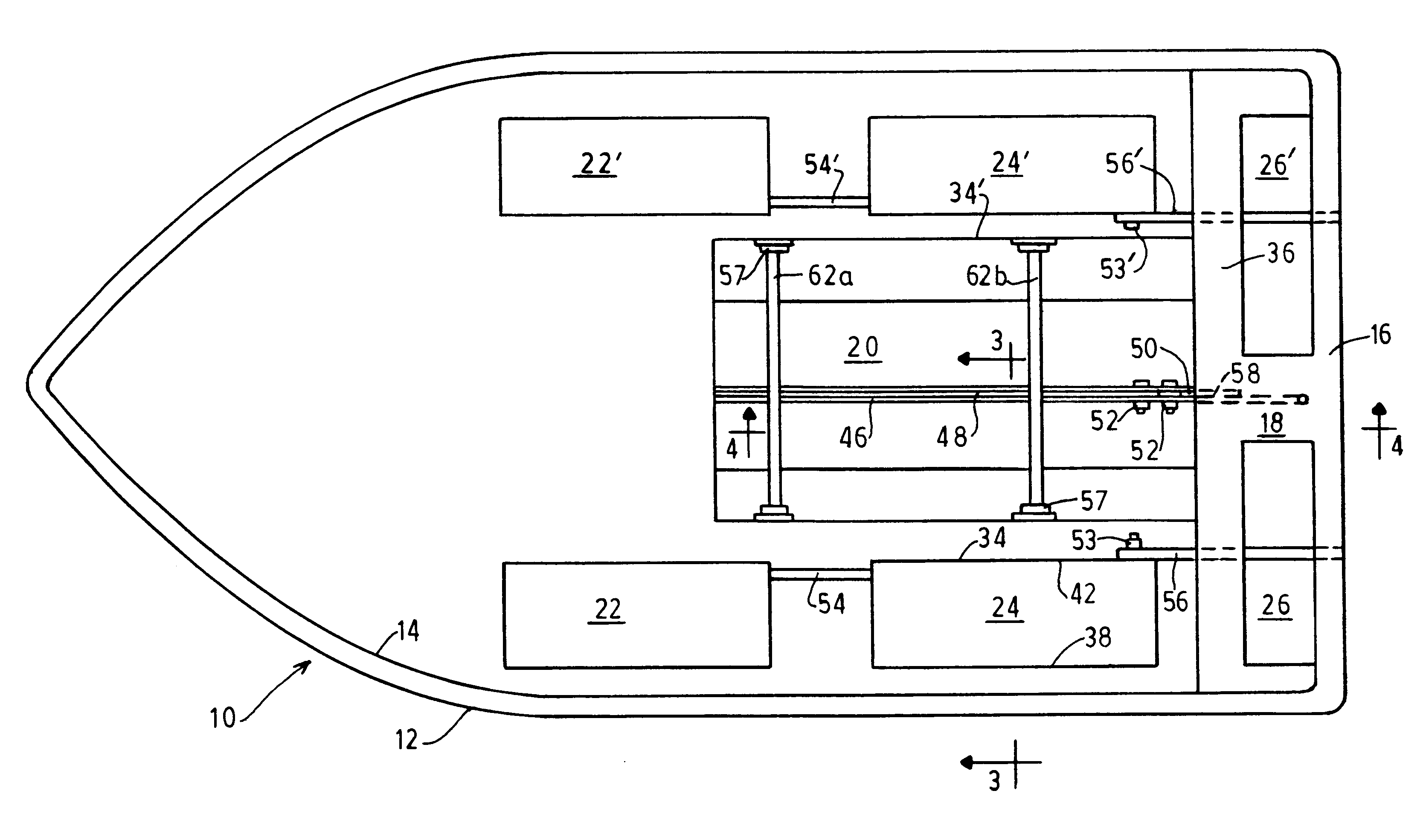 Structural system for a molded boat hull