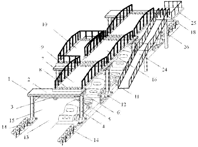 Low-stand bikeway system based on side road