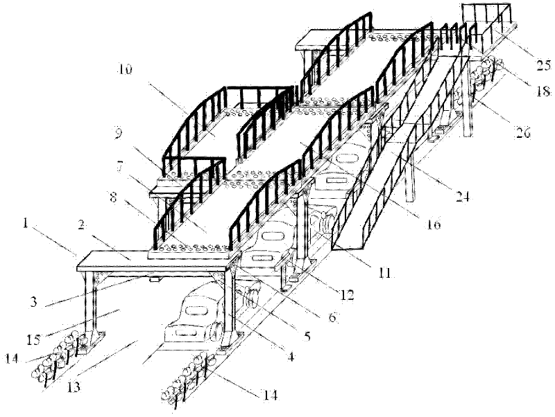 Low-stand bikeway system based on side road