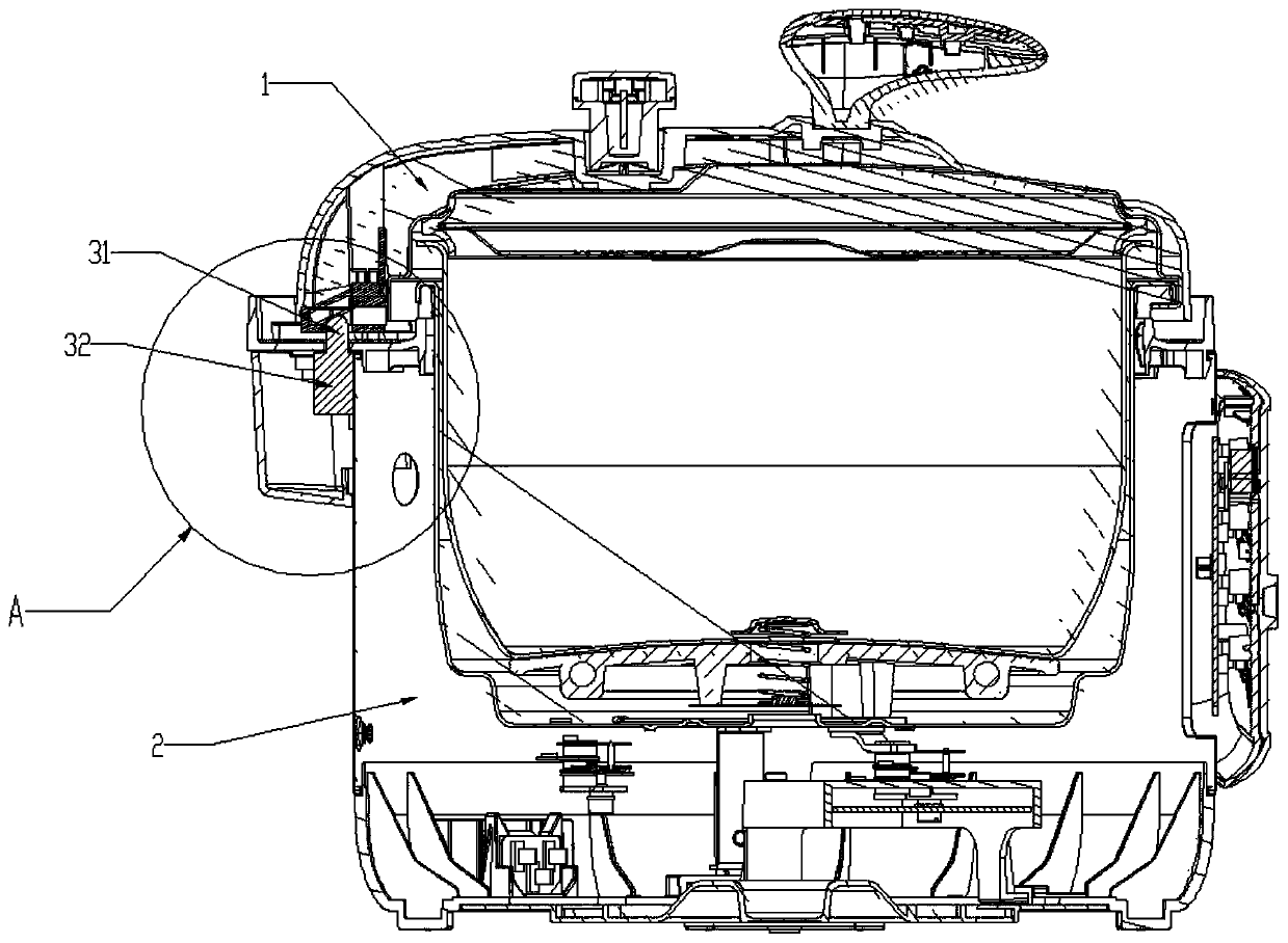 A pressure cooker with a lock