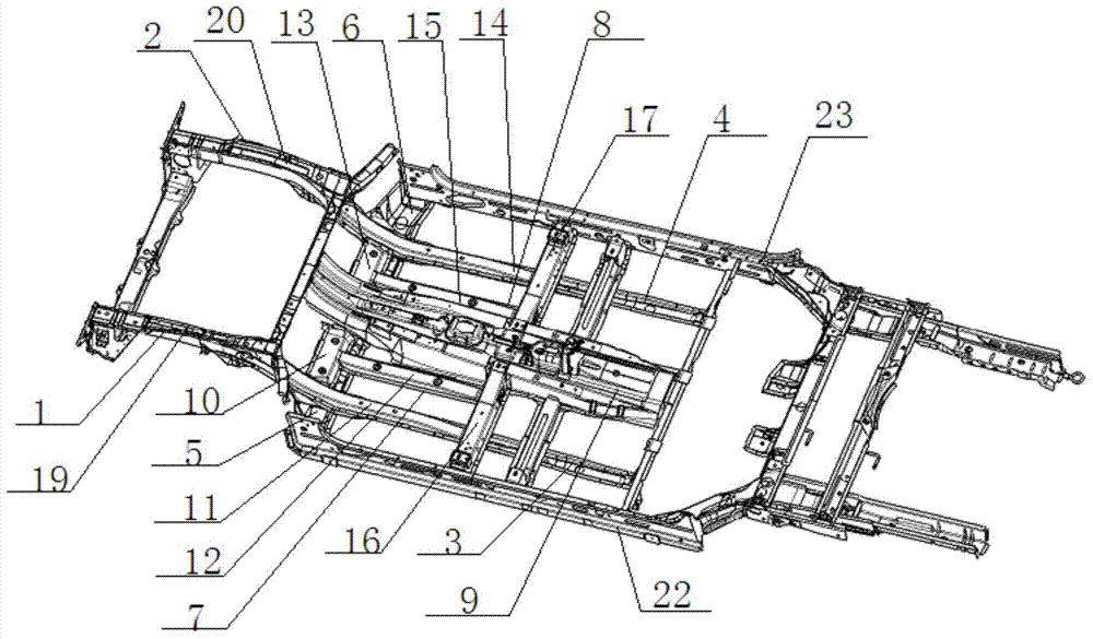 Passenger vehicle front floor framework structure