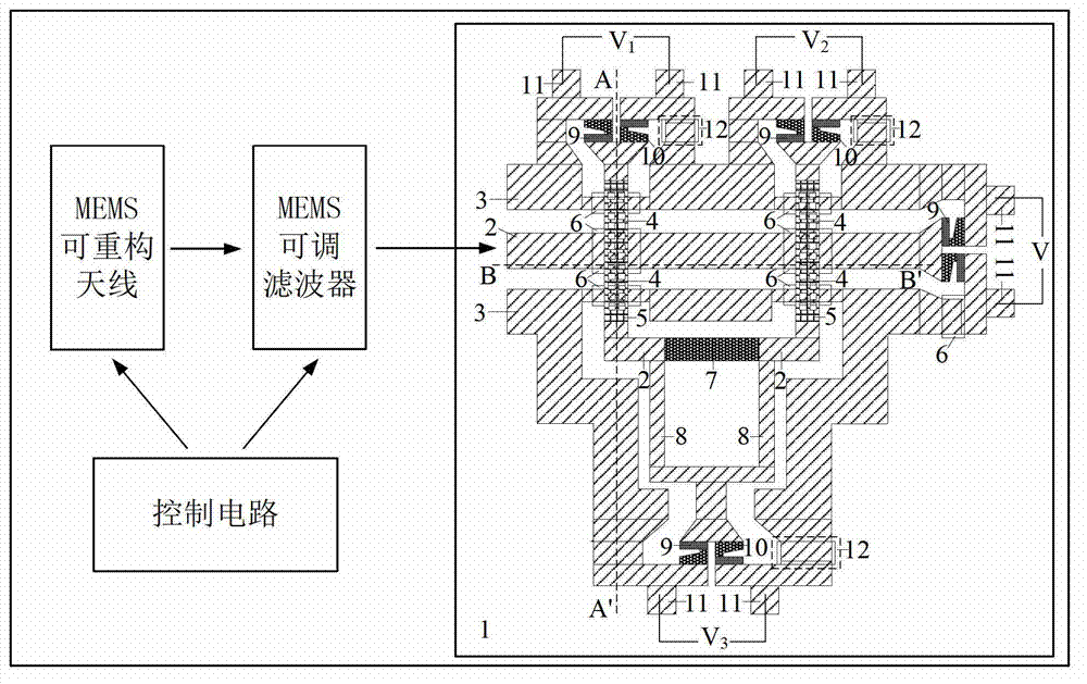 Microwave detection system and detection method thereof based on clamped beams and direct-type power sensors