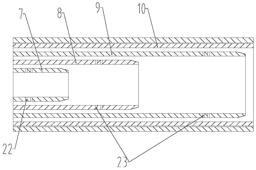 Multi-stage central sleeve hydraulic cylinder structure capable of extending and retracting stage by stage