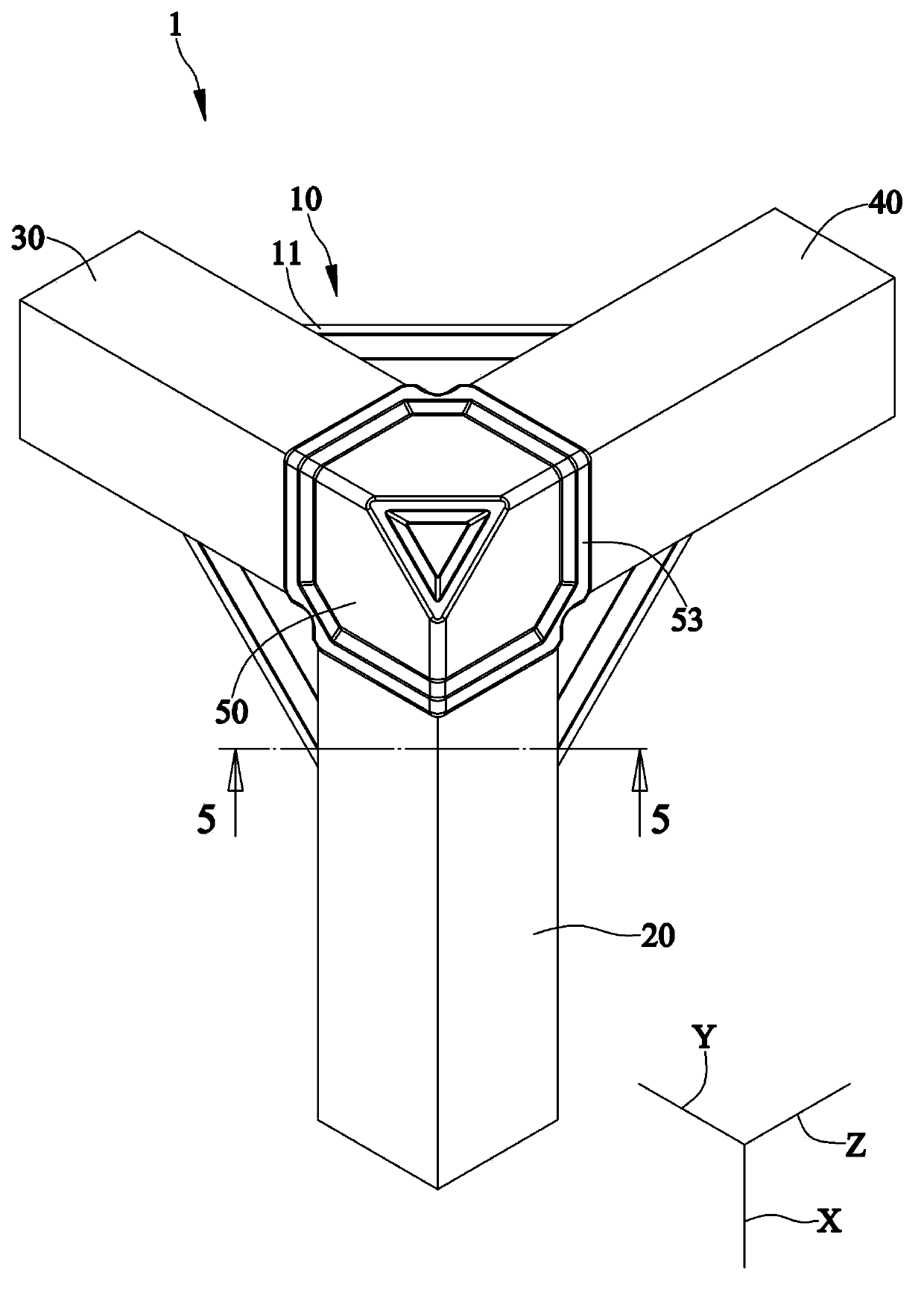 Connector of assembling frame and assembling frame formed by means of connector