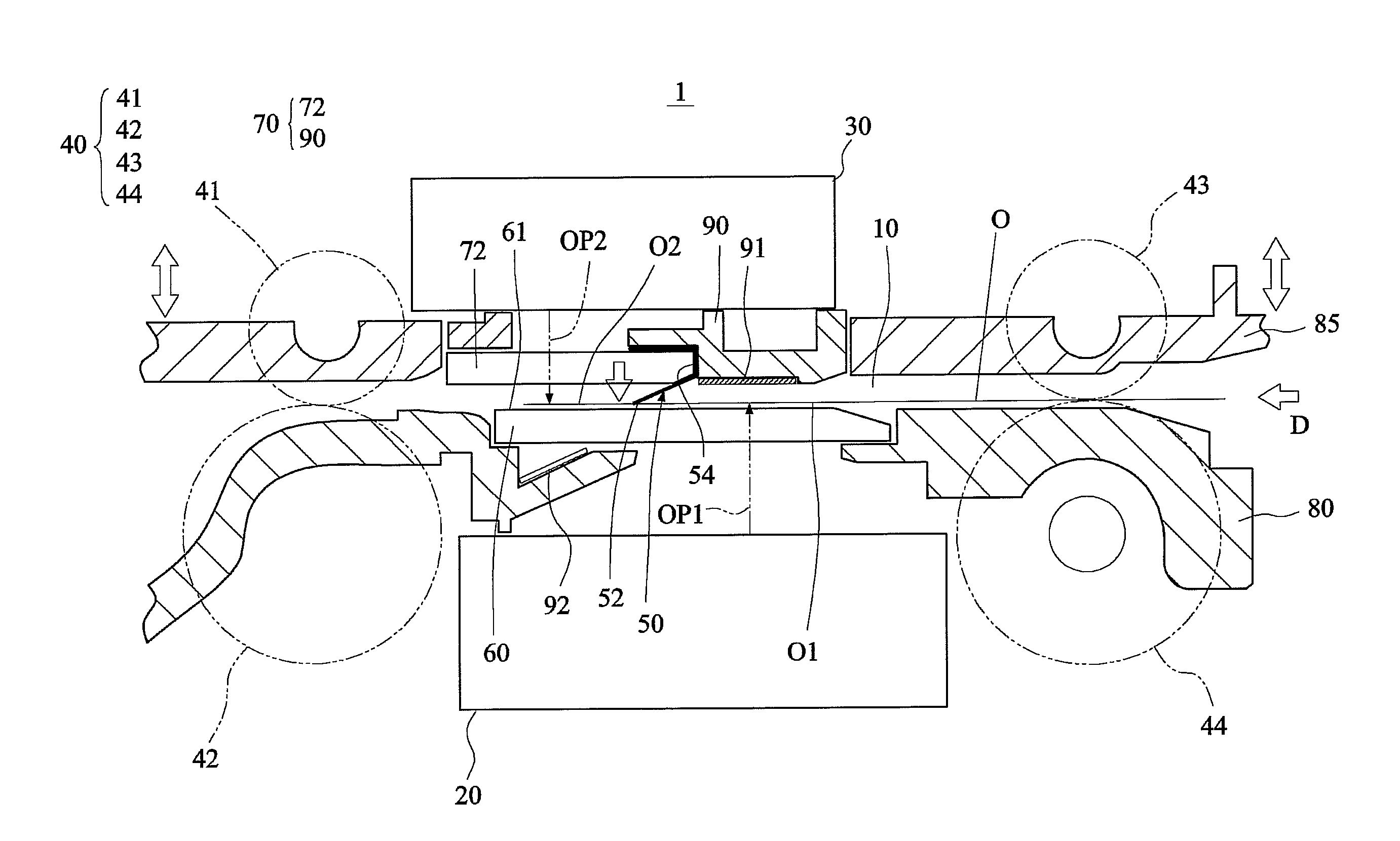 Duplex scanning apparatus with elastic pressing member disposed between two scan positions