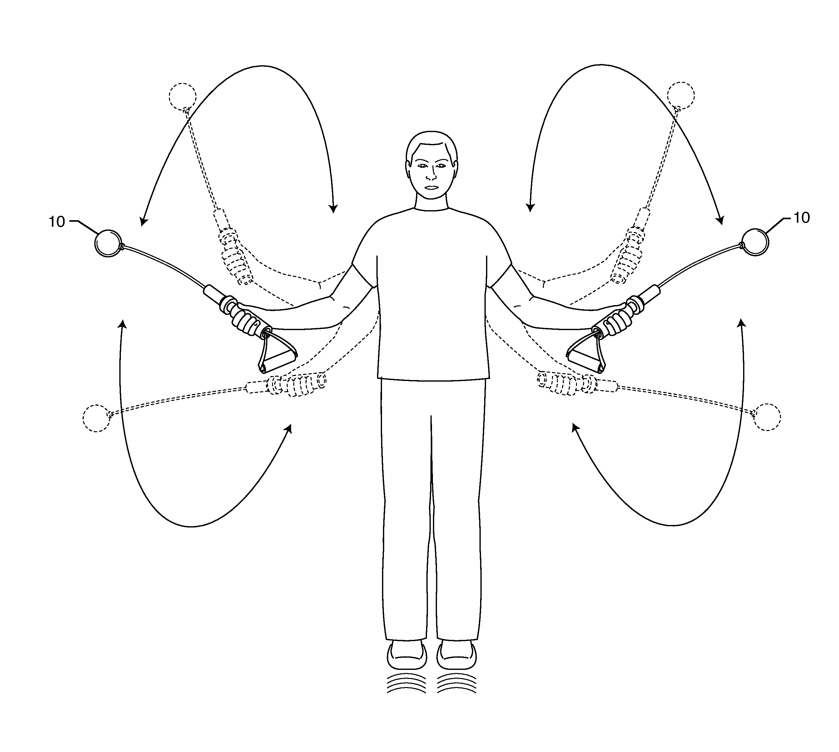 Rope-less jump rope simulator and resistance exercise device