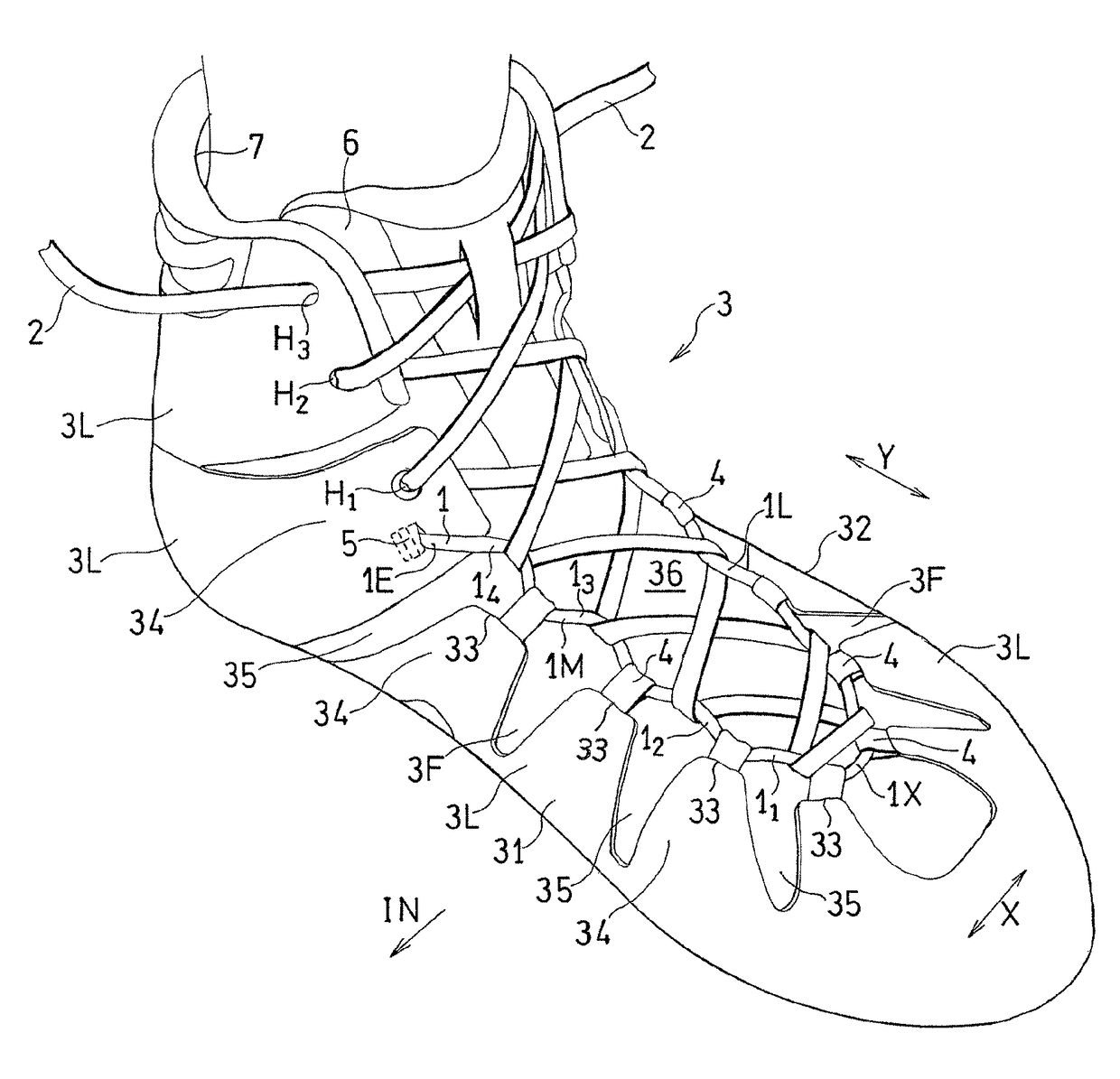 Lace fitting structure