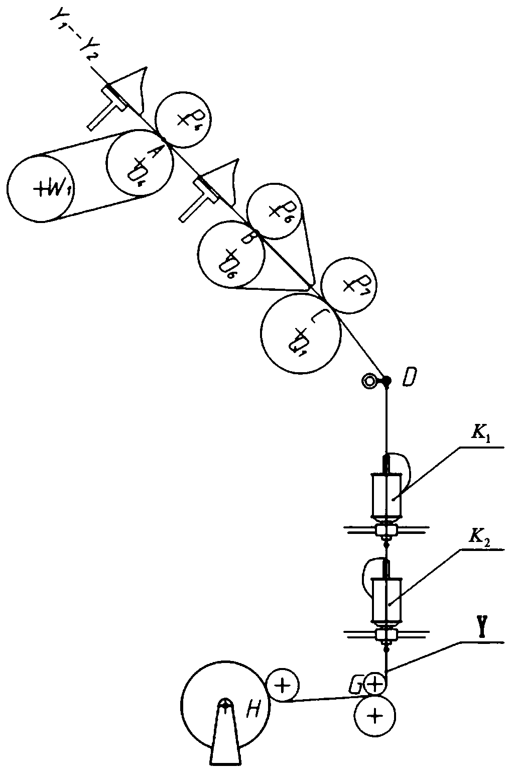 Composite yarn with reverse double-layer wrap structure and negative Poisson's ratio, four-passage hollow spindle spinning apparatus thereof, and control method of four-passage hollow spindle spinning apparatus