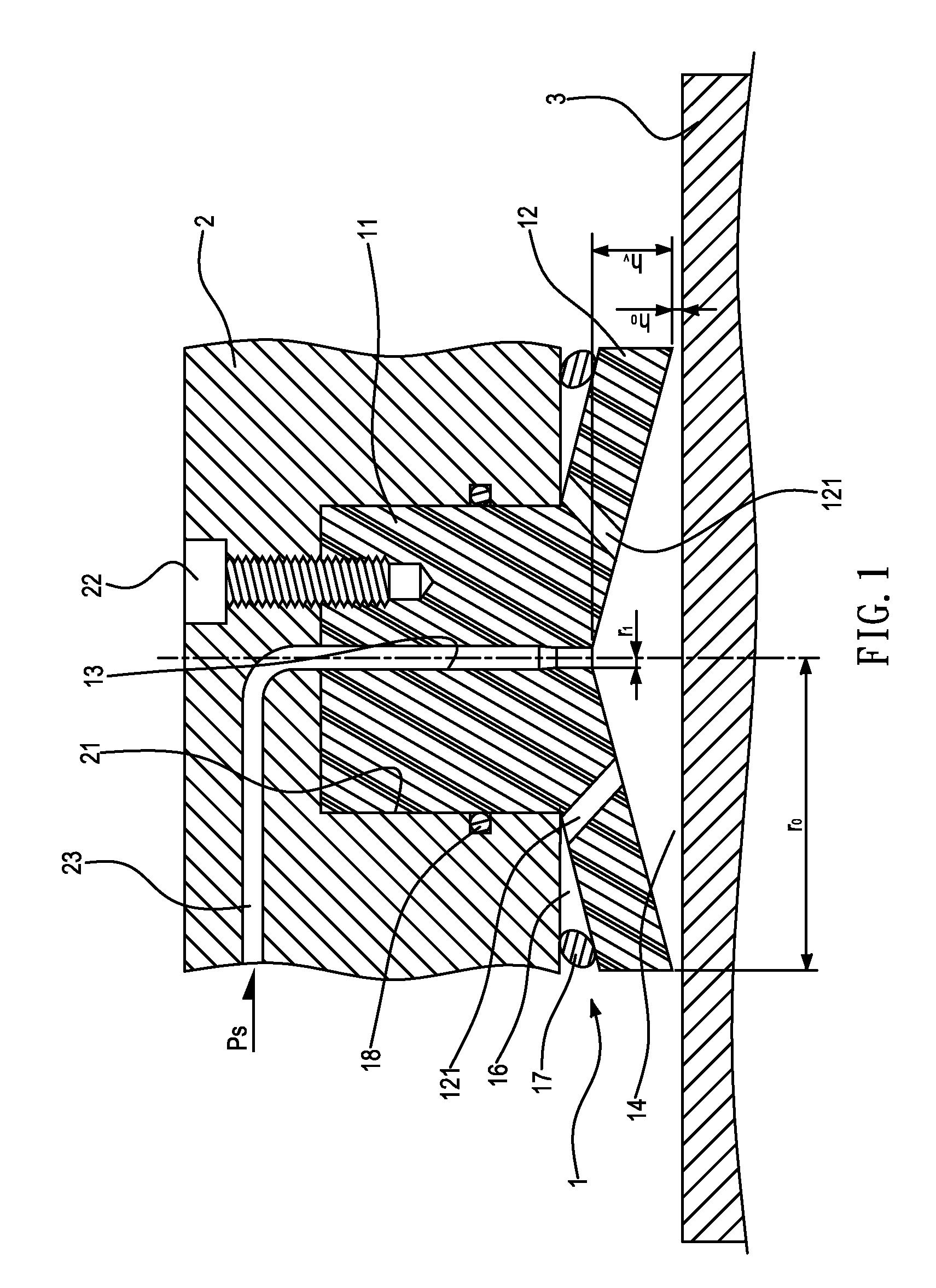 Self-compensating hydrostatic planar bearing device and method thereof