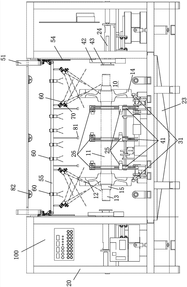 Automated imaging magnetic particle flaw detector of railway axle and flaw detection method