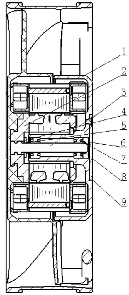 Ground electronic equipment shaded pole type fan stator structure