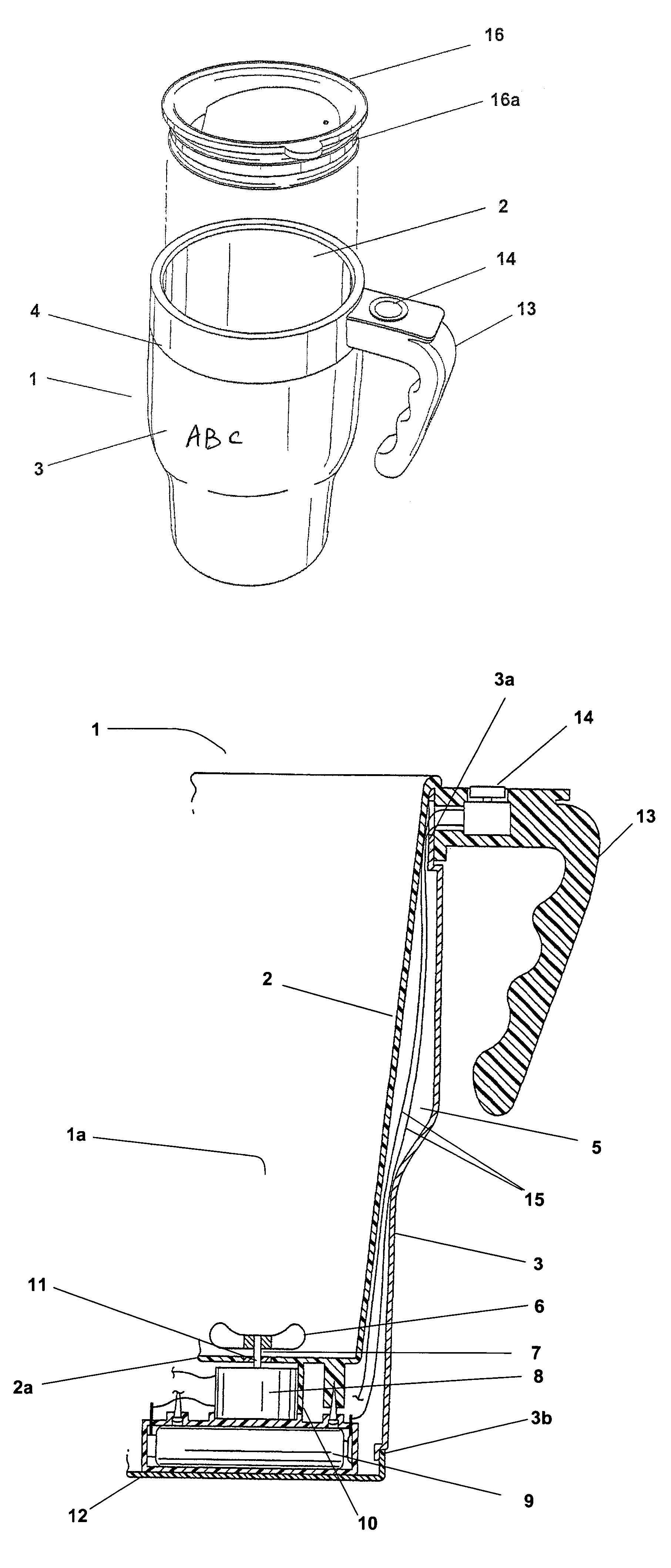 Automatic stirring travel beverage container