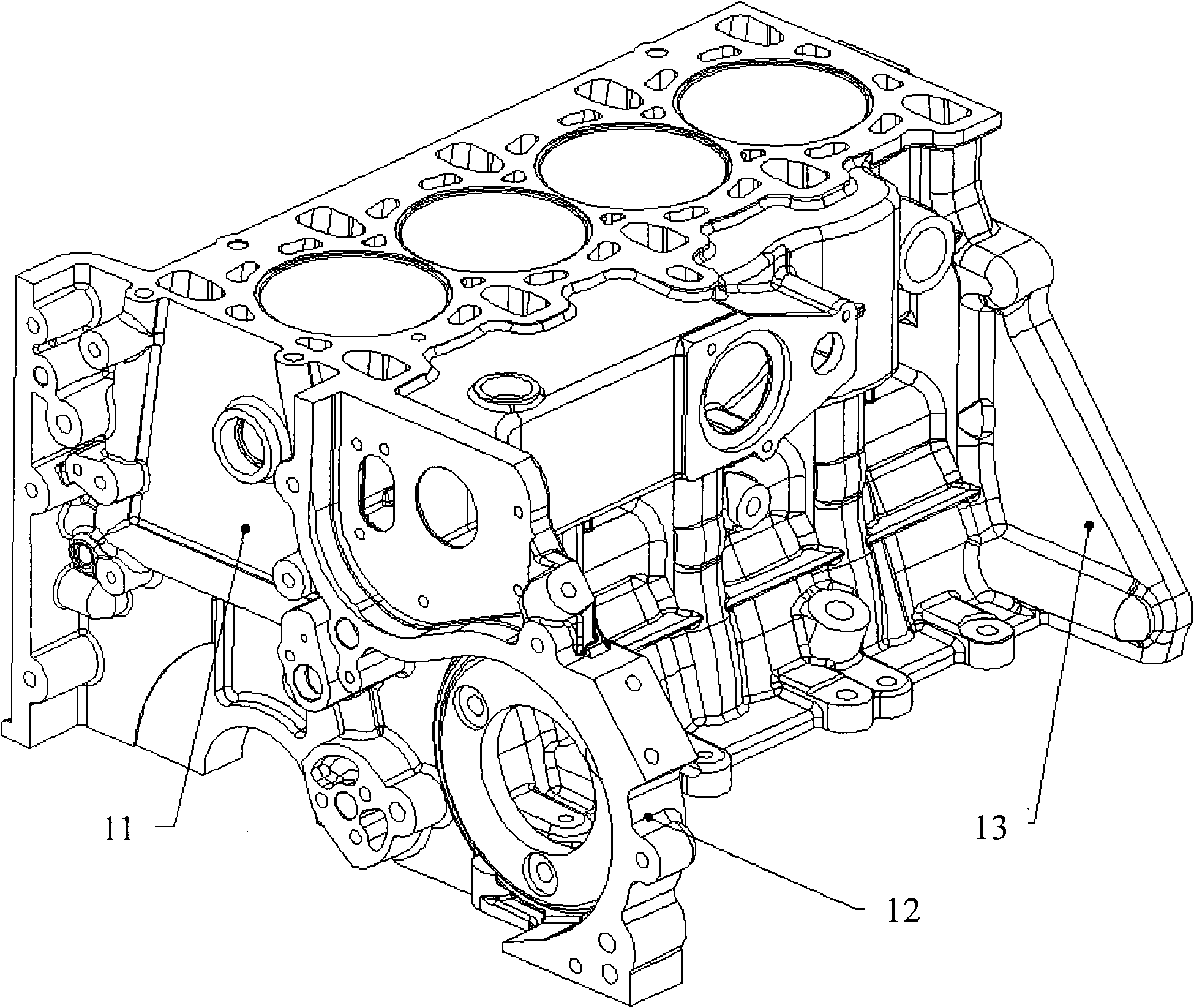 Diesel engine cylinder block of sedan and casting method thereof