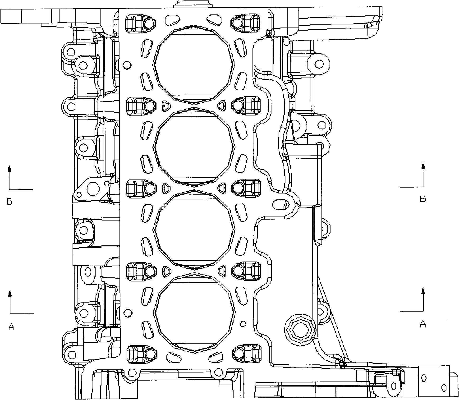 Diesel engine cylinder block of sedan and casting method thereof