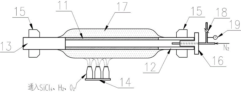 Method and equipment for manufacturing optical fiber perform rod casing pipe with complicated refractive index profile