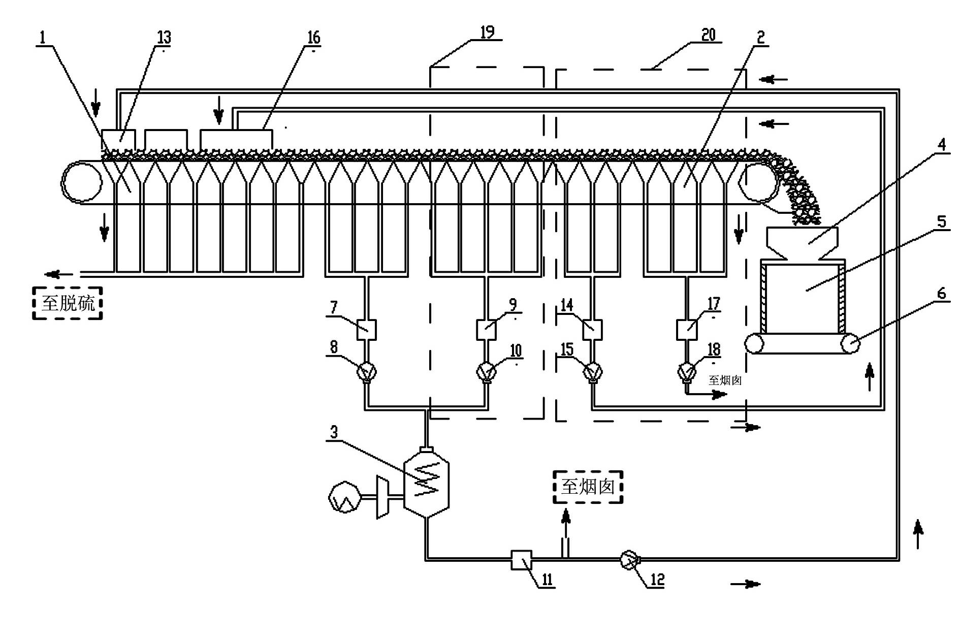 Sintering and cooling integrated method for efficiently recovering and utilizing waste heat resources and device thereof