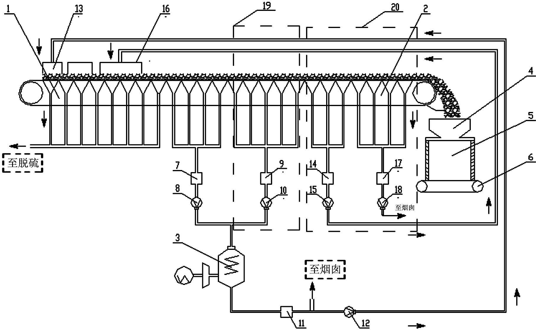 Sintering and cooling integrated method for efficiently recovering and utilizing waste heat resources and device thereof