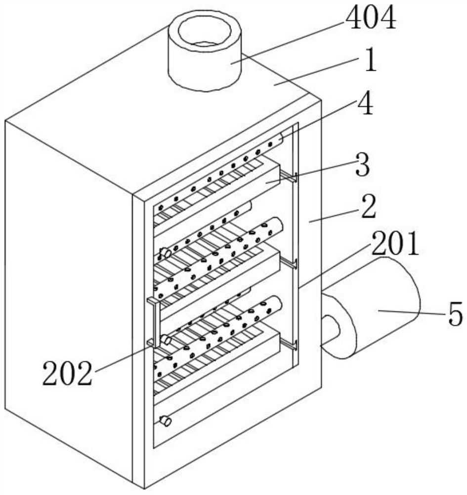 A high-efficiency drying device with a limit turning structure for processing pig gall