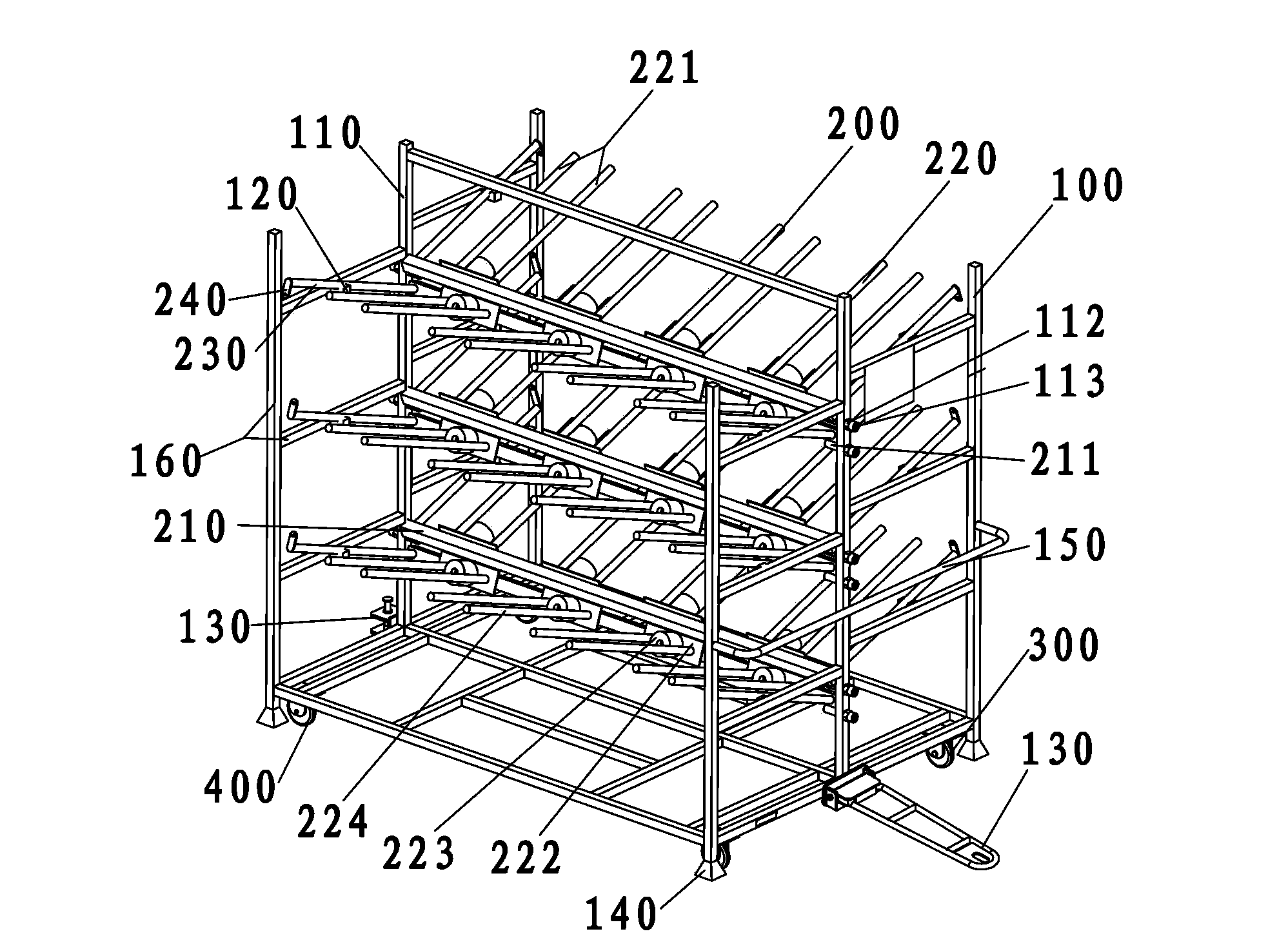 Axial-flow fan blade handling vehicle