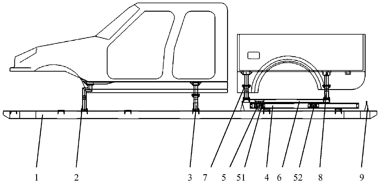 Device and method for automatically adjusting distance between cab and container for coating line