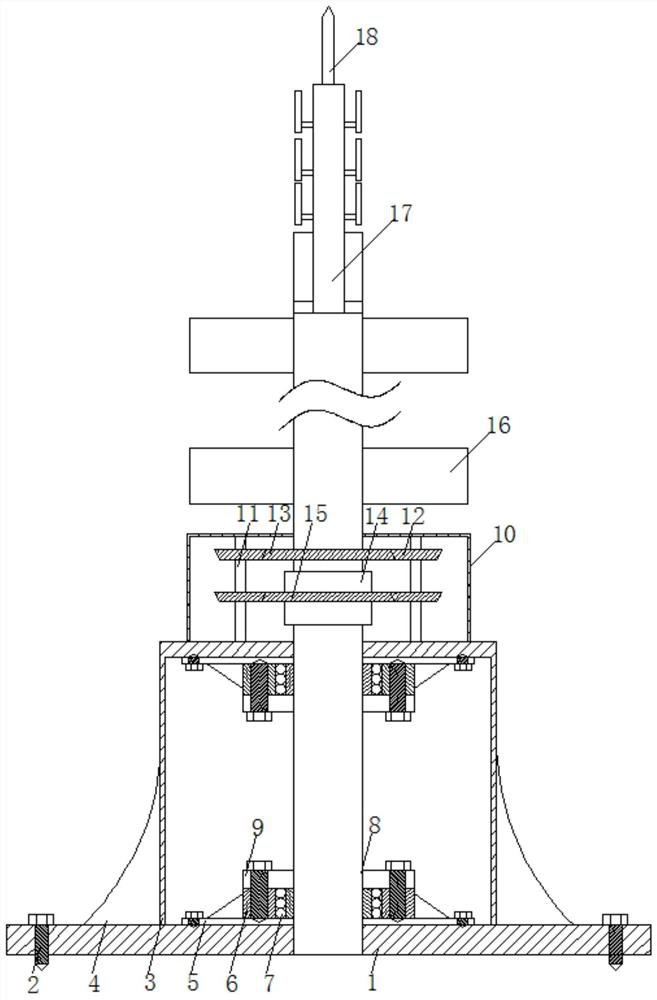 Base station support structure with windproof function and adjustable autorotation speed