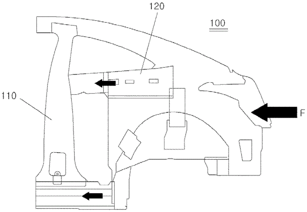 The connecting structure of the center packing part and the rear side member of the vehicle