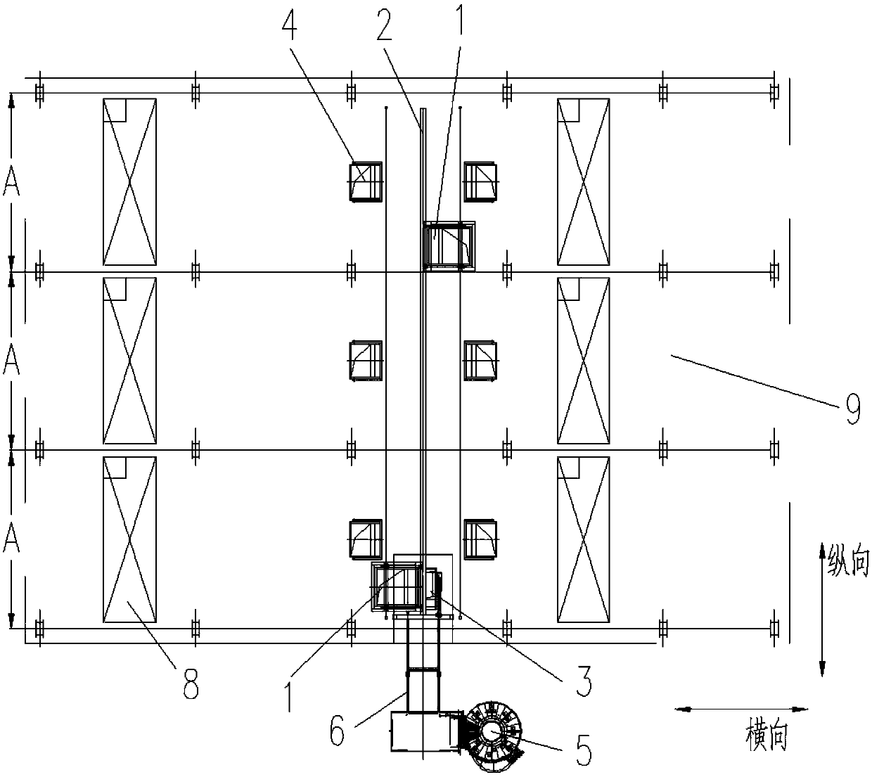 Automatic charging system of electric-arc furnace steel scrap material yard