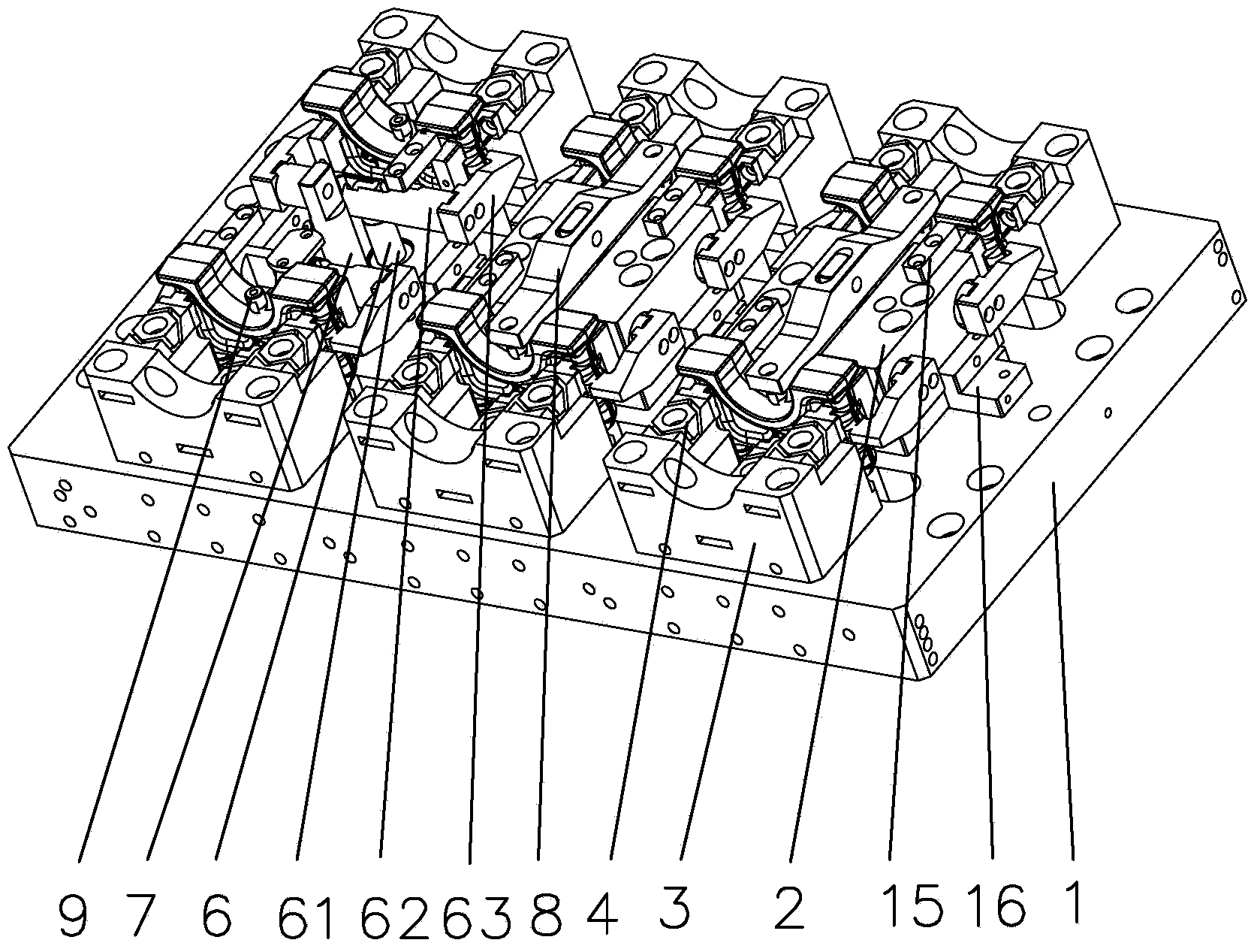 Multi-station self-centering rotary clamp for bearing cap