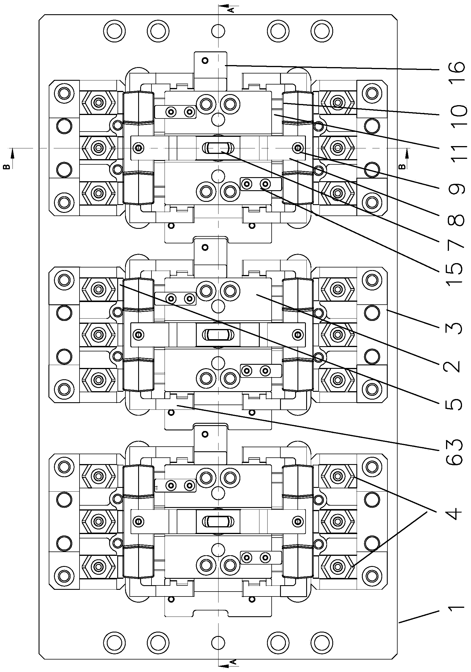 Multi-station self-centering rotary clamp for bearing cap