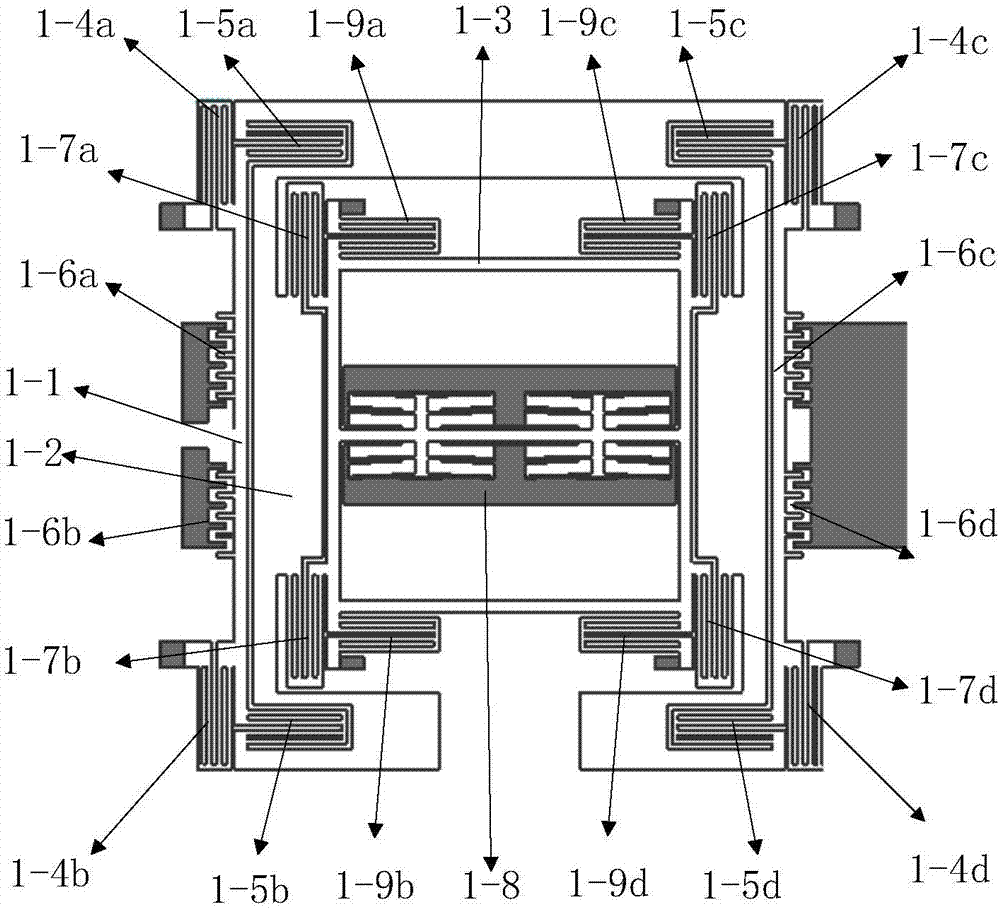 Four-mass block micromechanical gyroscope capable of being directly coupled in angular rate sensitive direction