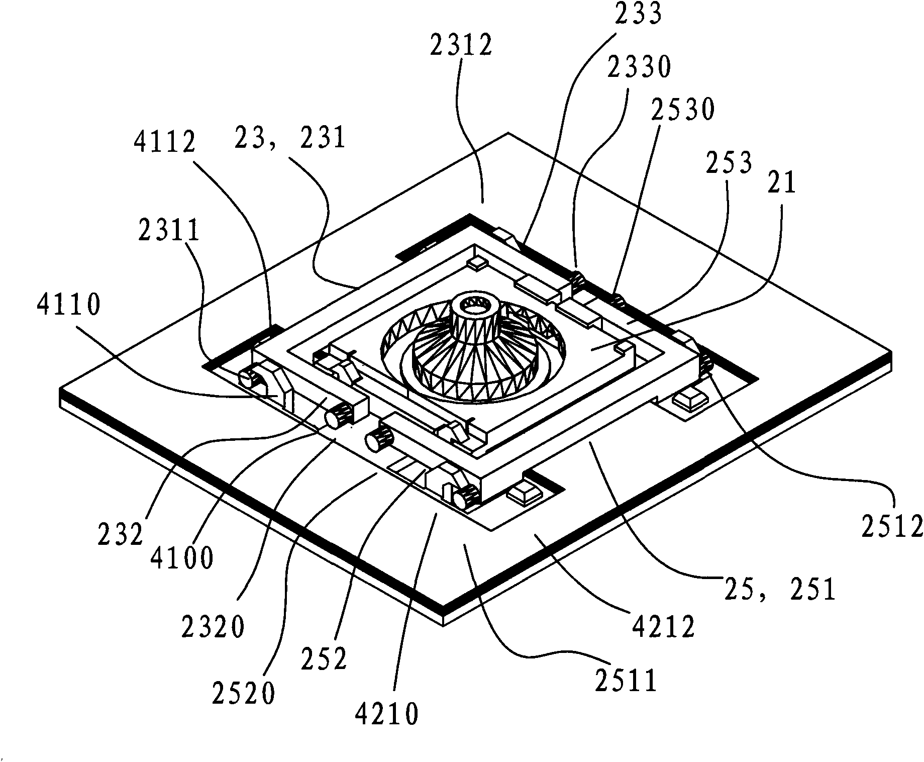 Key lifting switch device and assembling fixture and assembling technology thereof