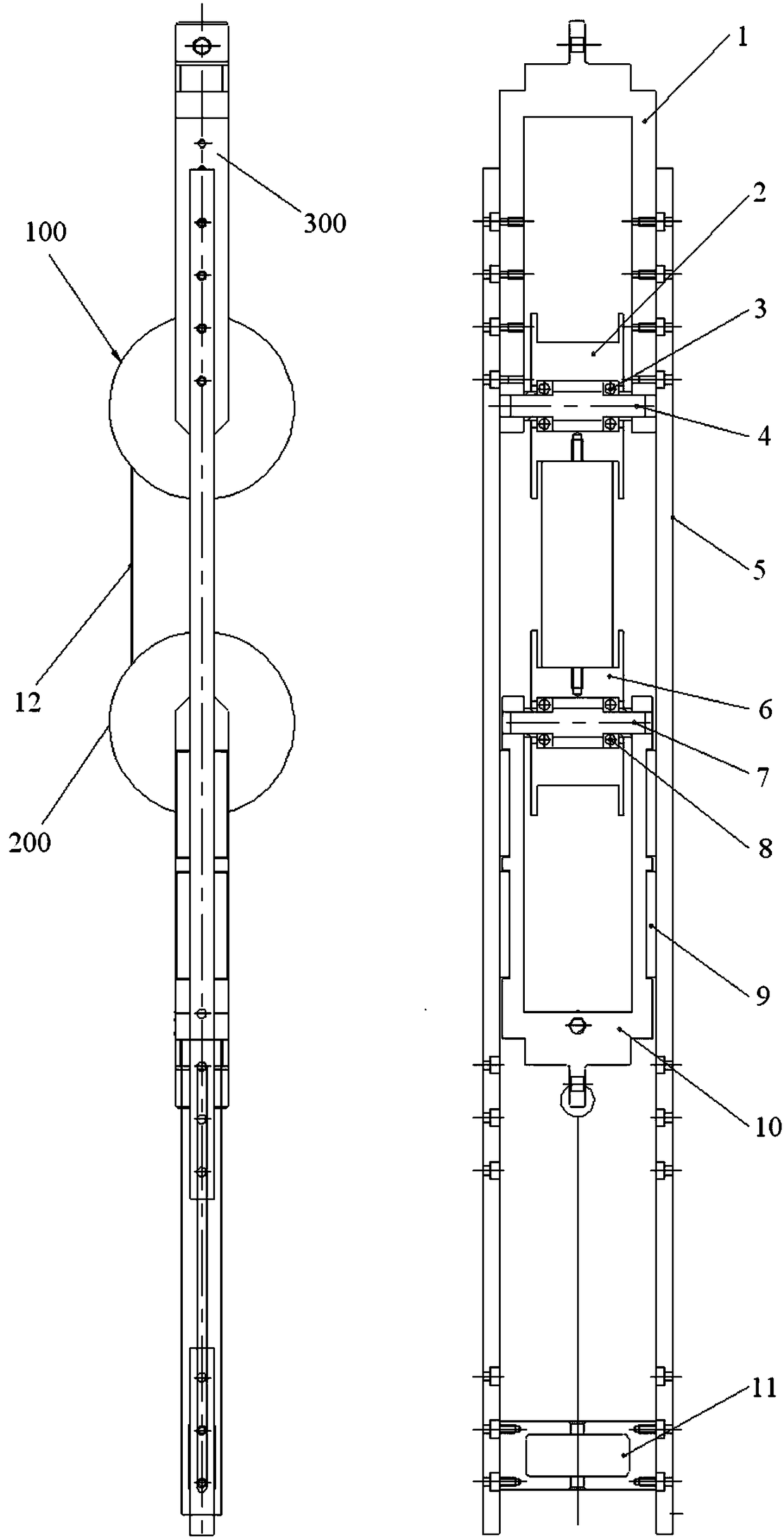 Two-dimensional development zero-gravity simulation device and method based on constant force spring