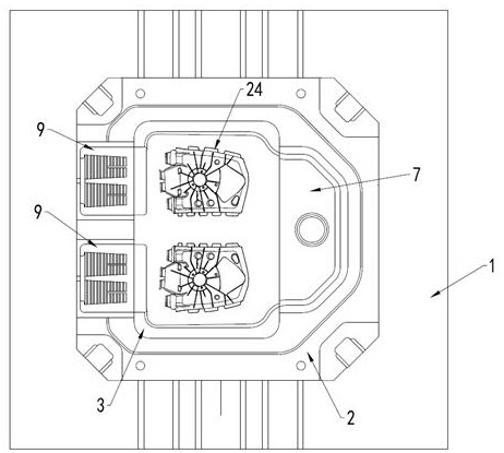 Die-casting die for manufacturing damping tower and vacuum die-casting method of damping tower