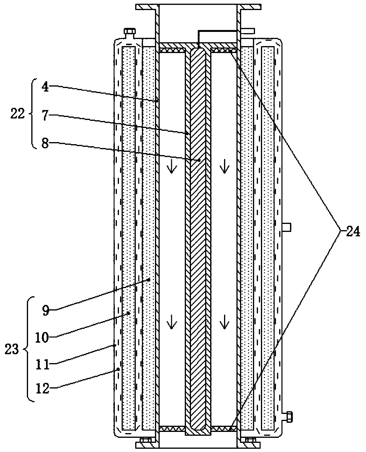 A high-efficiency electromagnetic synchronous synergistic coalescence device