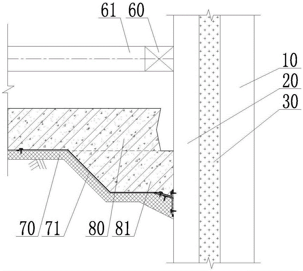 Water-proof construction method for connected nodes of foundation slab and ground wall in composite surround system