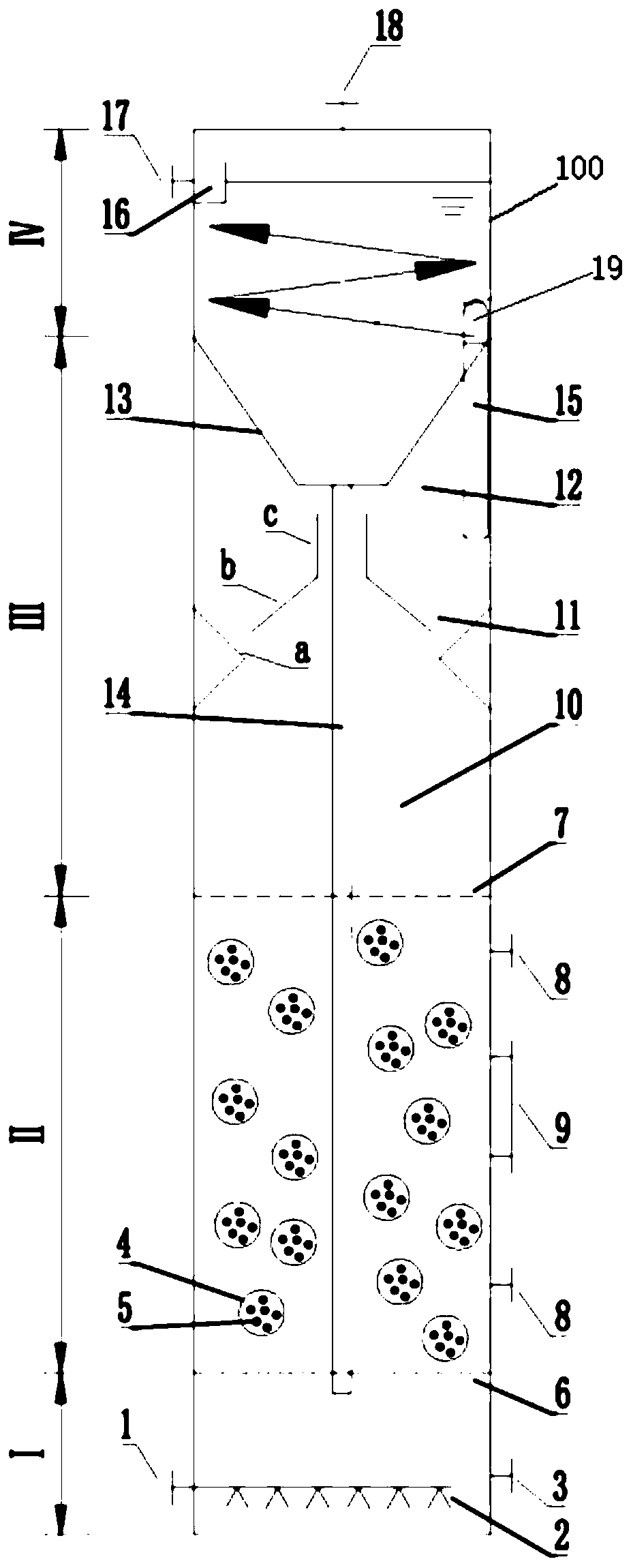 Efficient and economic airlift type self-circulation granular sludge bed nitrogen removal reactor and method