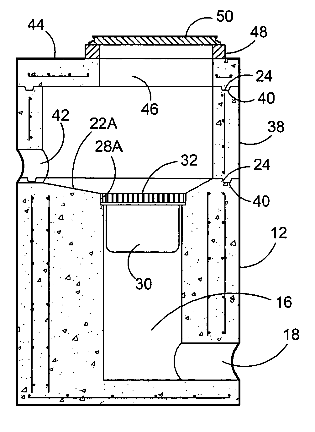 Integrated below-ground vault with a filtered catch basin