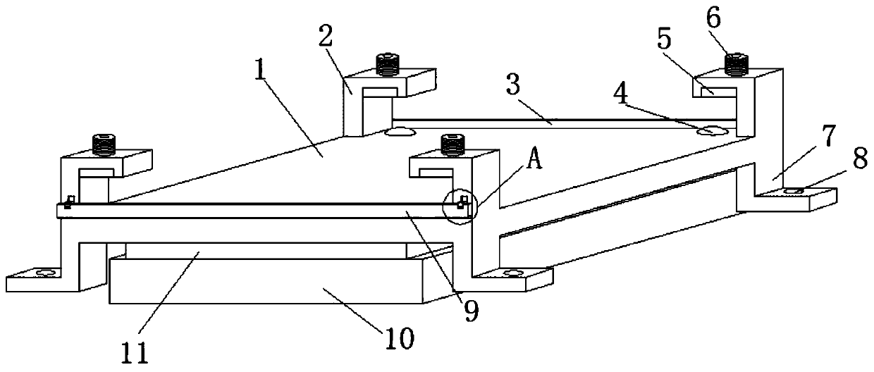 Base plate fixing device of heater rod bending forming machine