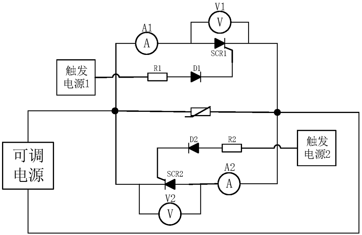 Simulation test device of mixed on-load tap-changer thyristor module