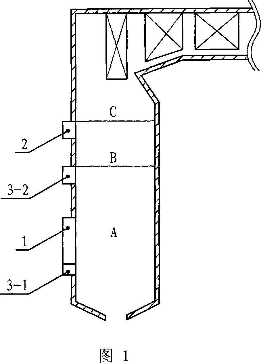 Method for reducing nitrogen oxide of powder coal boiler mixed burning gas fuel