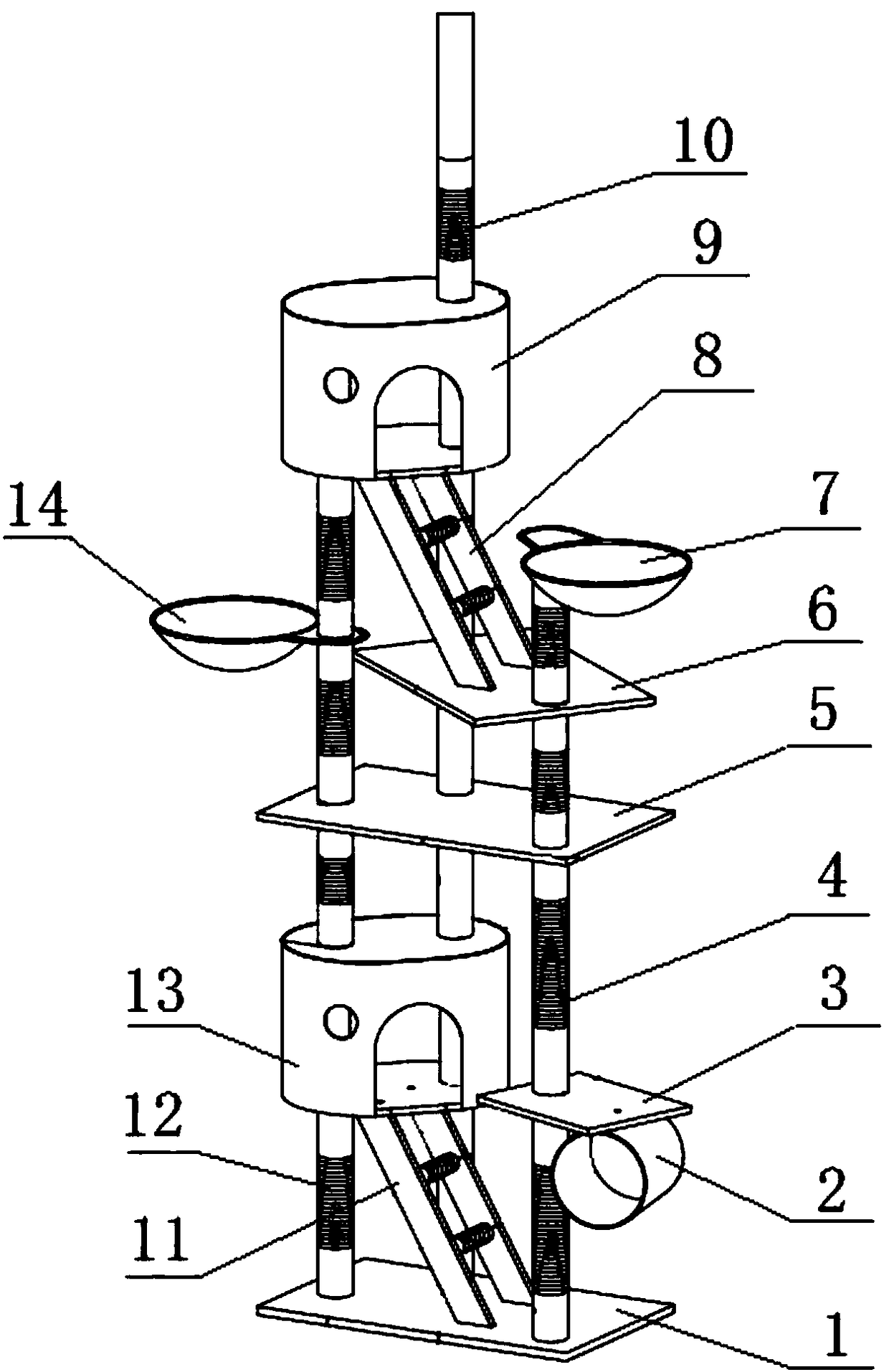 Multi-floor climbing tower for cat playing