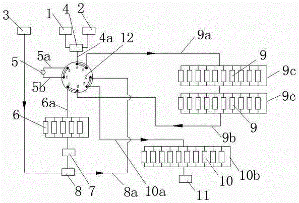 Natural drug two-dimensional preparation chromatographic instrument with integrated functions of separation method development and online separation-enrichment and work method thereof