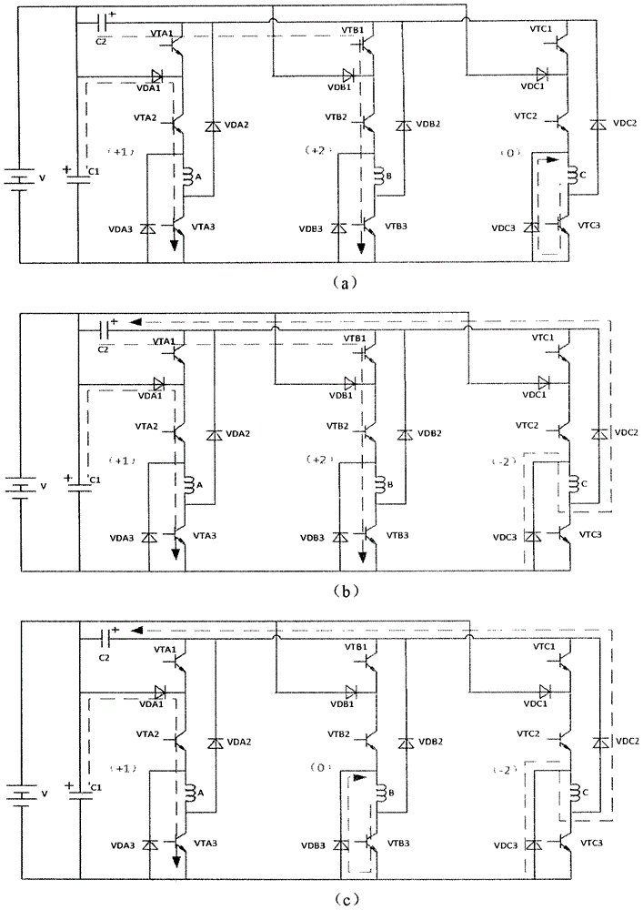 Switched reluctance motor four-level power circuit