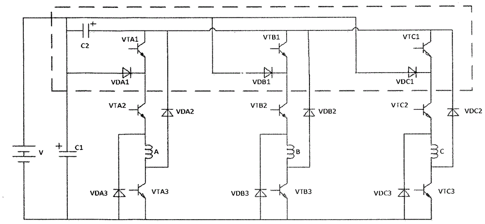 Switched reluctance motor four-level power circuit