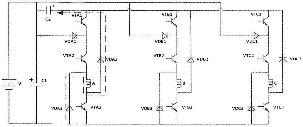 Switched reluctance motor four-level power circuit