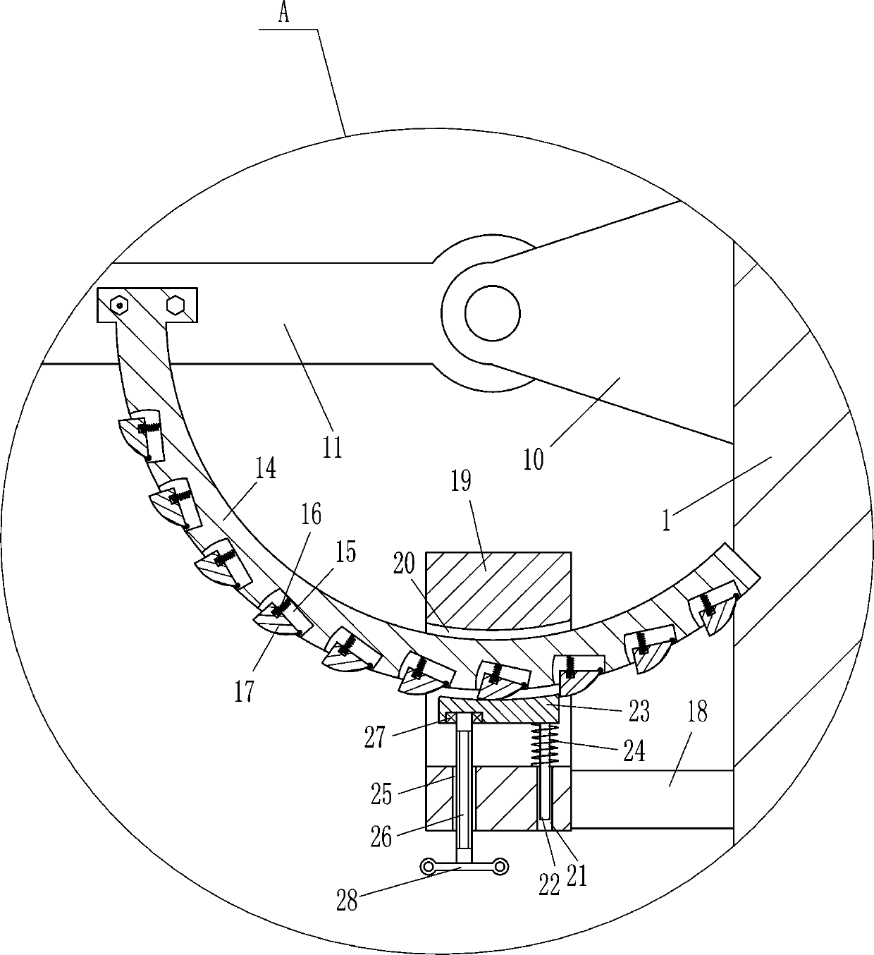 An oxygen-free copper rod material forming and collecting device