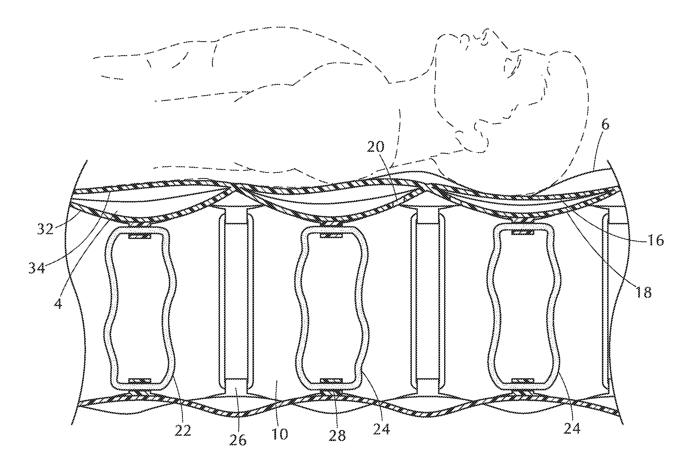 Inflatable bed with cushion cells