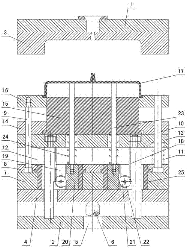 Secondary demoulding mechanism with gear and racks for injection mould