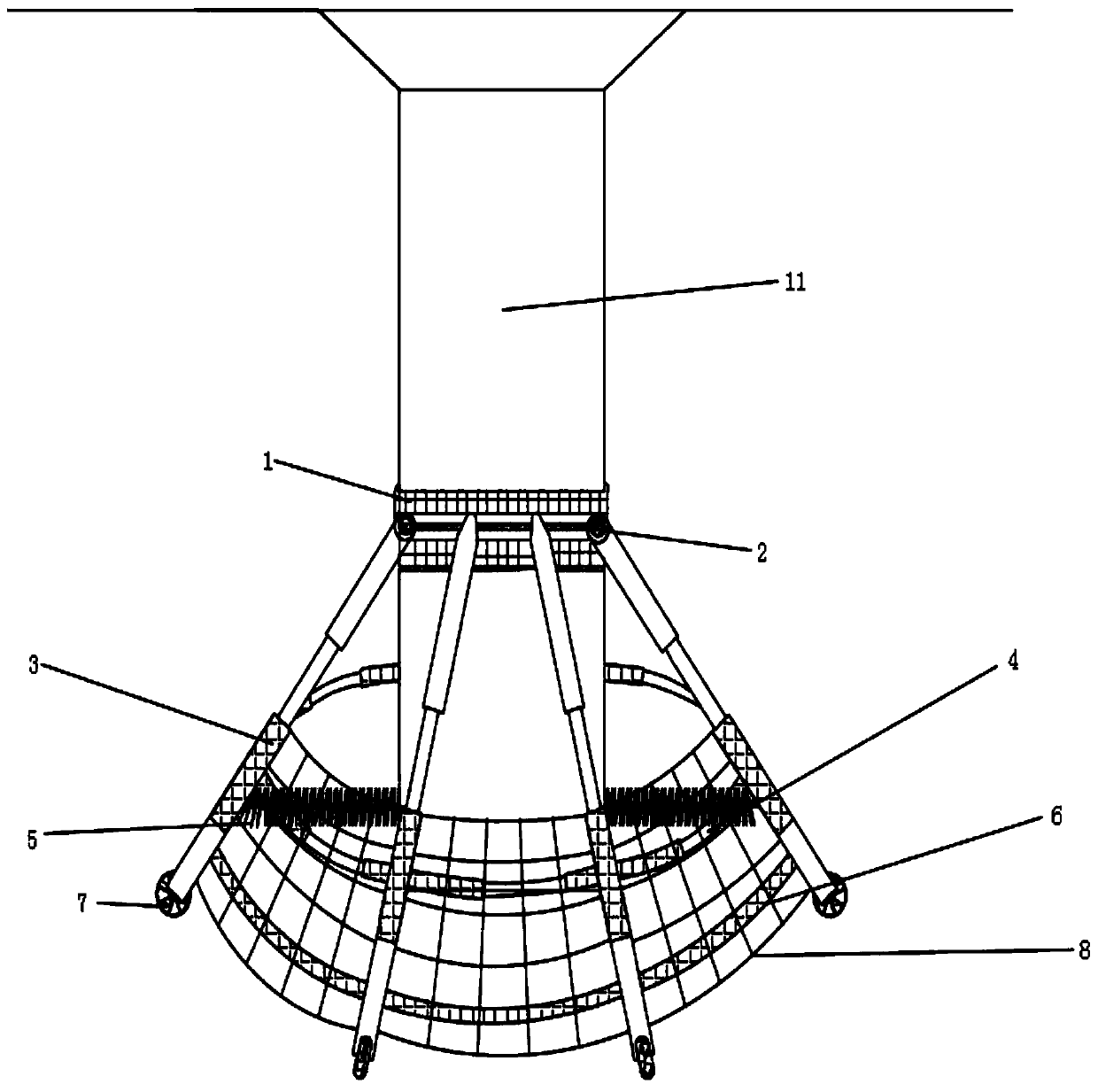 Automatic triggering umbrella type protection device for preventing pier from being damaged by collision