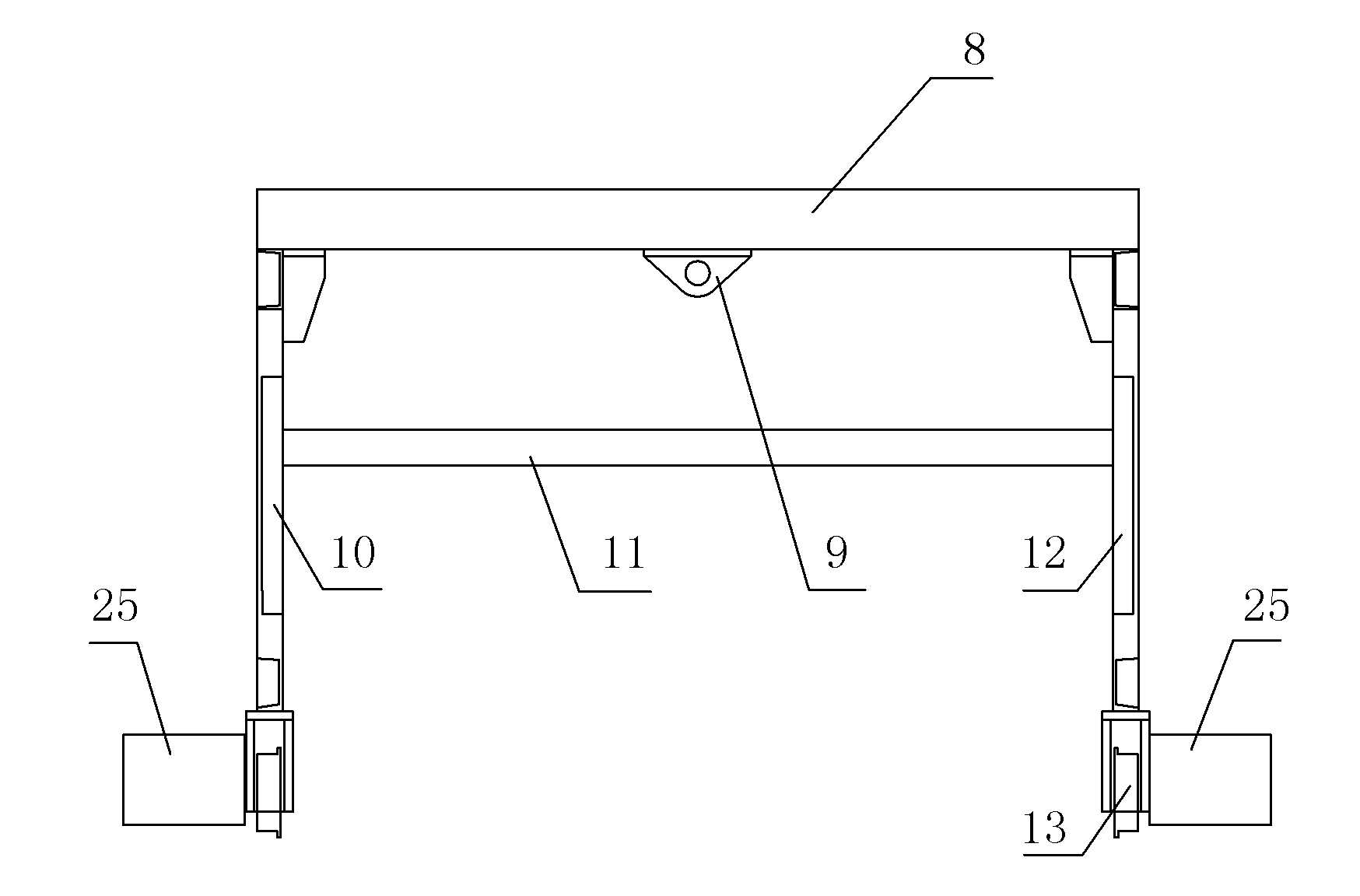 Method for carrying out load test on bridge support frame by prefabricated parts moved by electrically operated gallows frames